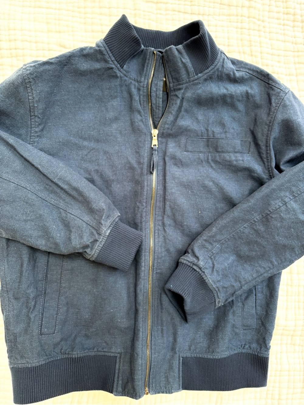 Banana Republic Factory Linen Blend Bomber Jacket Navy Men’s Medium 2024